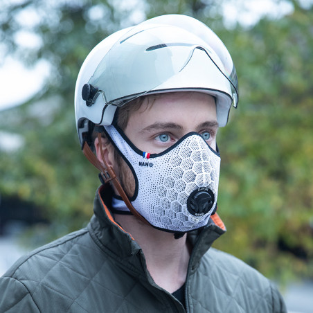 Masque anti-pollution réutilisable fleur de vie argent - Zéro Déchet
