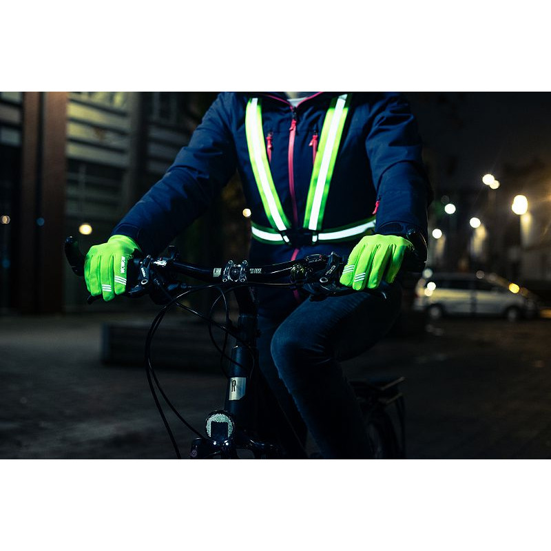Wowow Brassard cycliste jaune fluo avec LEDs rouges à pile