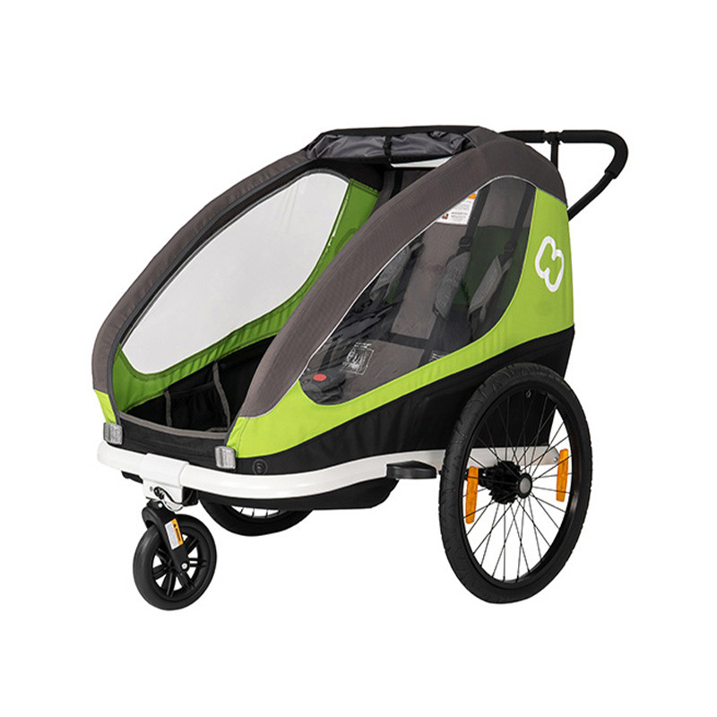MCOM-Remorque vélo enfant + poussette 18 mois, 2 places, 160x83x96 cm,  vert, salle de bain