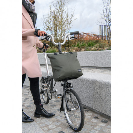Sacoche vélo Brompton Tote Bag Borough S Olive - avec bloc de fixation