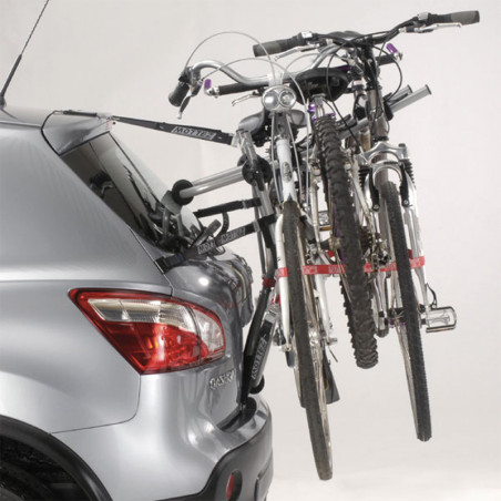 Porte vélo voiture 3 vélos MOTTEZ fixation hayon 6 sangles Ariane (compatible +360 modèles)